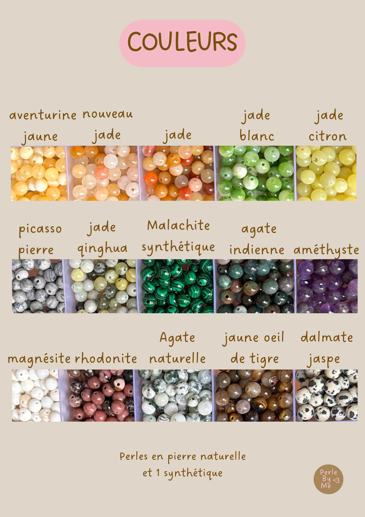 Couleur perles en pierre naturelle